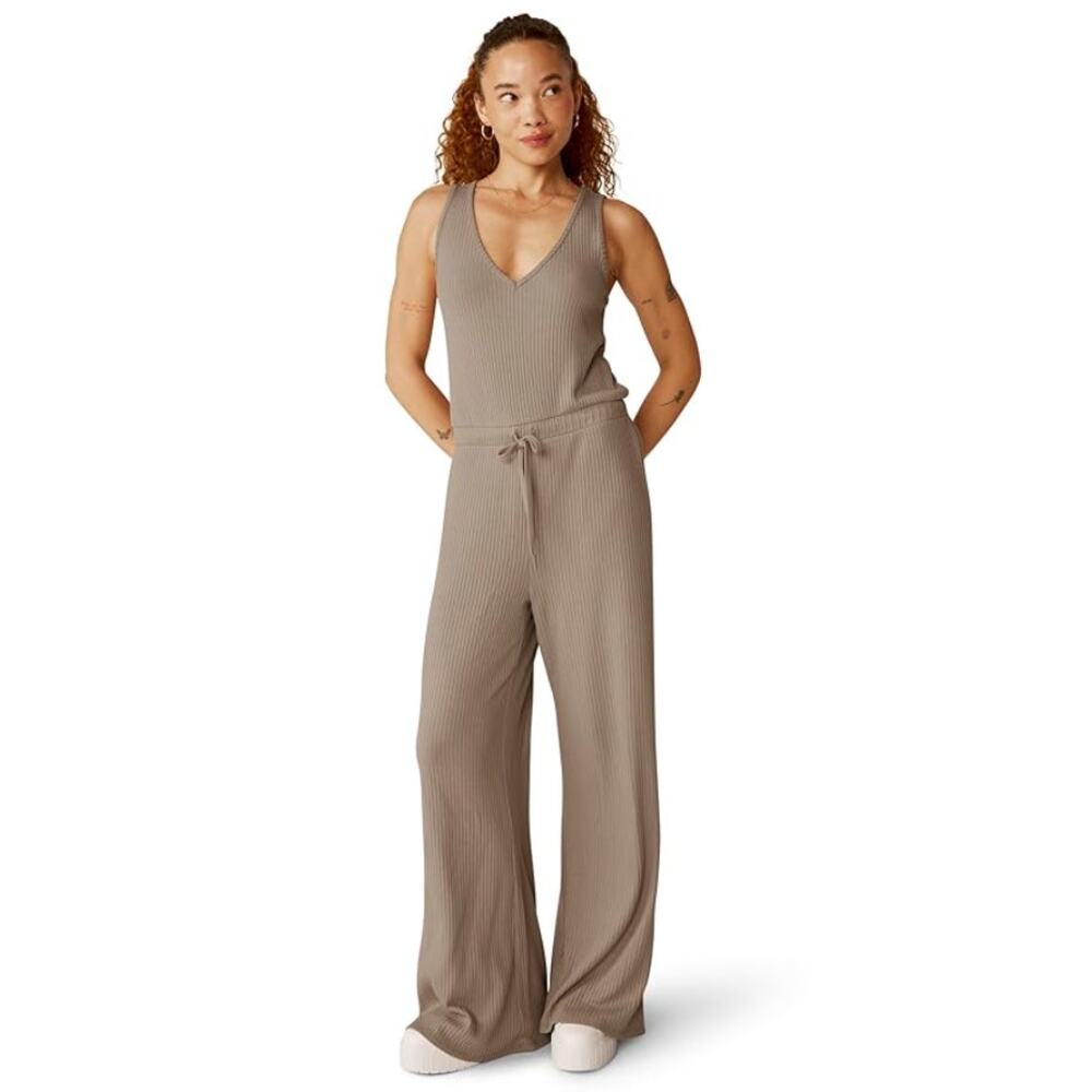 Beyond Yoga Birch Brown Jetsetter Sleeveless V Neck Jumpsuit